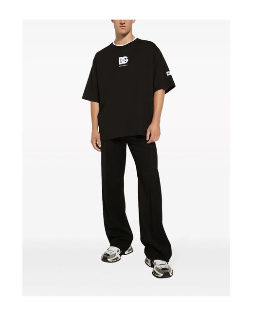 T-shirt à manches courtes et écusson logo DG Dolce & Gabbana pour homme en coloris Black