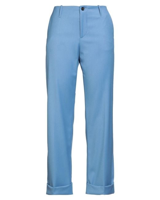 Berwich Blue Pants Polyester, Viscose, Elastane