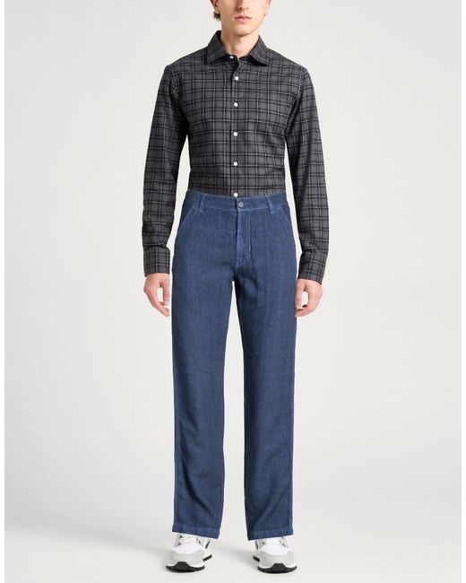 120% Lino Blue Pants for men