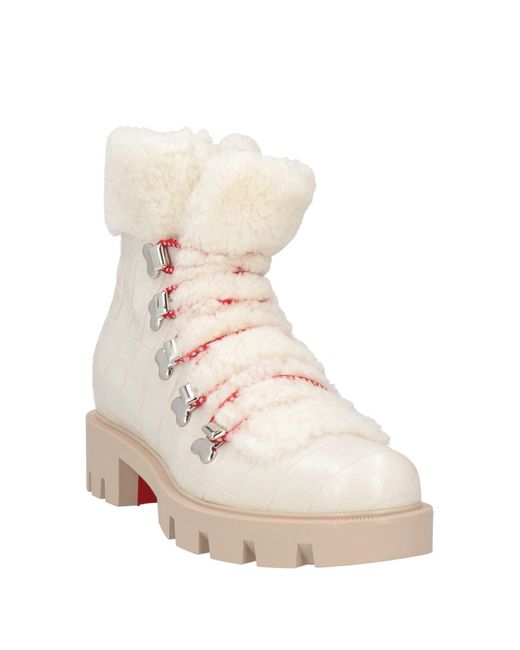Christian Louboutin Natural Off Ankle Boots Leather, Shearling