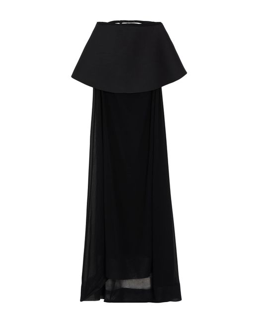 black long sleeve lace maxi dress Rabanne Black Lace Jersey Long Sleeve Maxi Dress