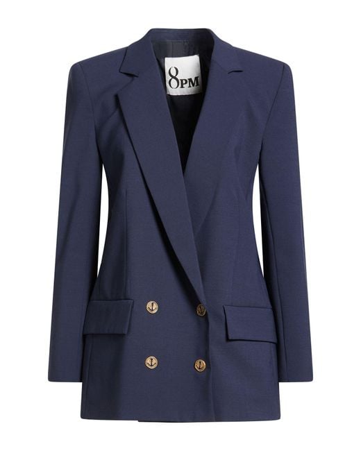 8pm Blue Blazer Polyester, Viscose, Elastane