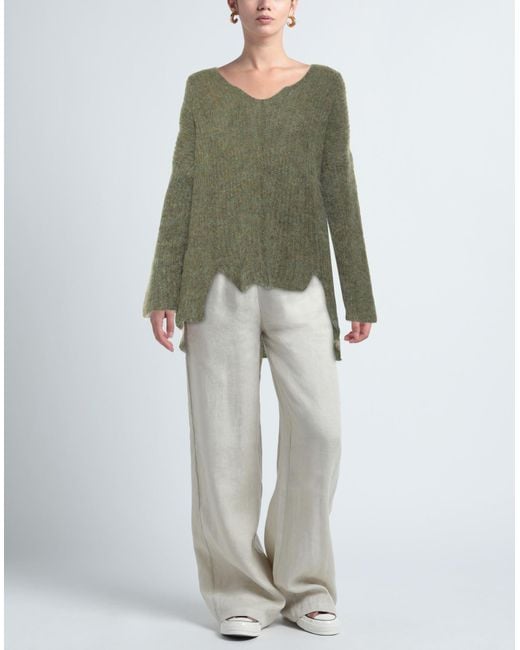 Masnada Green Military Sweater Mohair Wool, Polyamide, Wool
