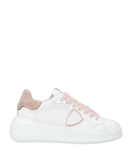 Philippe Model White Sneakers Leather, Textile Fibers