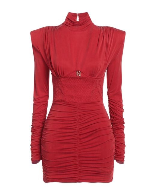 Elisabetta Franchi Red Mini Dress Cupro, Elastane