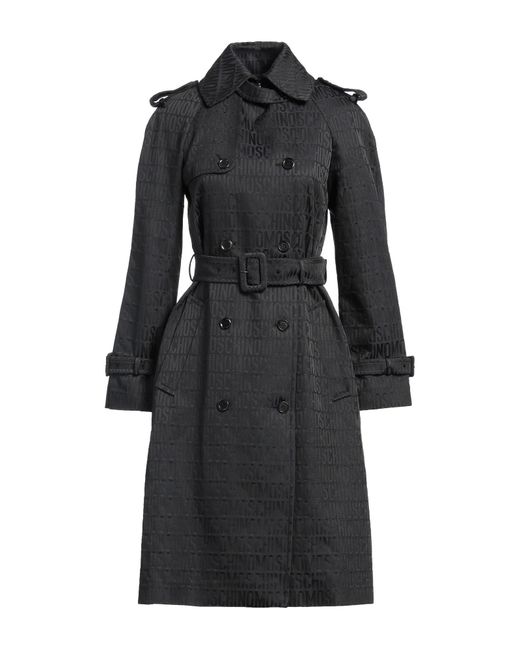 Moschino Black Overcoat & Trench Coat Polyester, Cotton