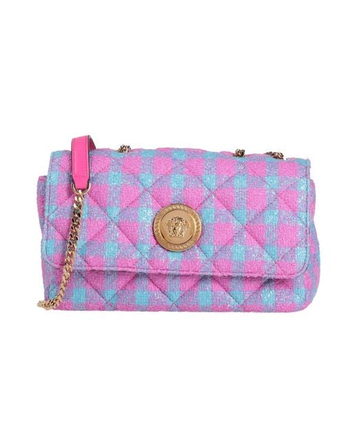 Versace Purple Cross-Body Bag Calfskin, Virgin Wool, Polyamide