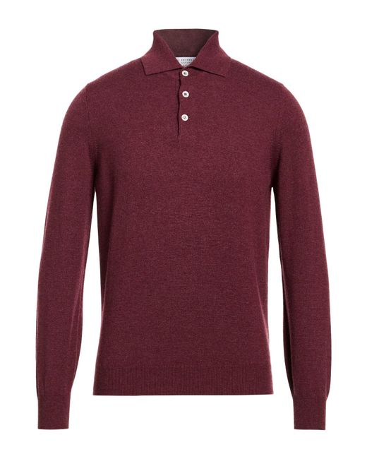 Brunello Cucinelli Red Burgundy Sweater Cashmere for men