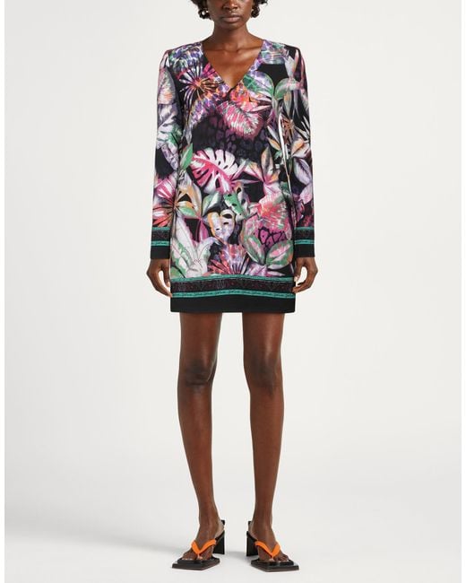 Just Cavalli Gray Mini Dress Polyester, Elastane