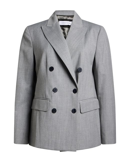 Caractere Gray Blazer Polyester, Wool, Viscose, Elastane