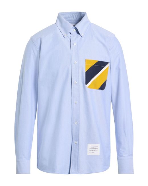 Thom Browne Blue Sky Shirt Cotton, Silk for men