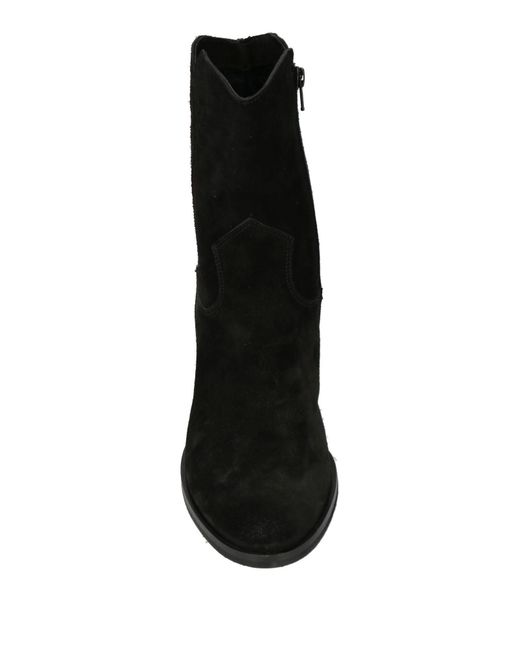 CafeNoir Black Ankle Boots Leather