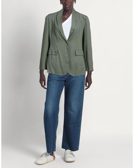 ALESSIA SANTI Green Military Blazer Linen, Viscose, Elastane