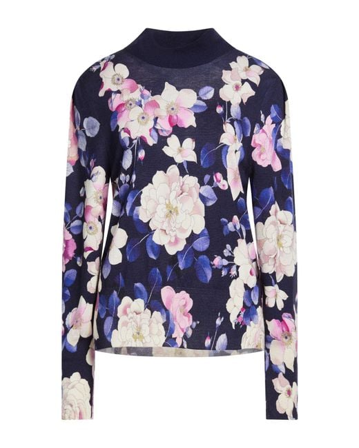LEONARD Paris Blue Turtleneck Silk, Wool, Cashmere
