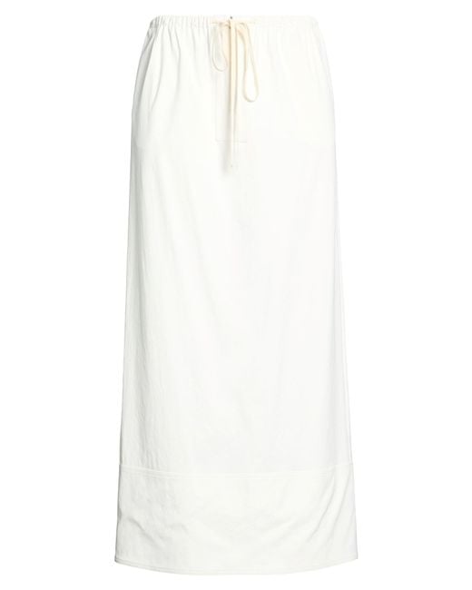 Plan C White Ivory Maxi Skirt Cotton