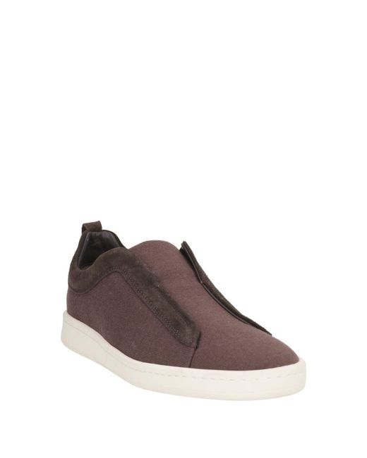 Gran Sasso Brown Sneakers Leather, Textile Fibers for men