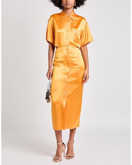 Isabelle Blanche Orange Midi Dress