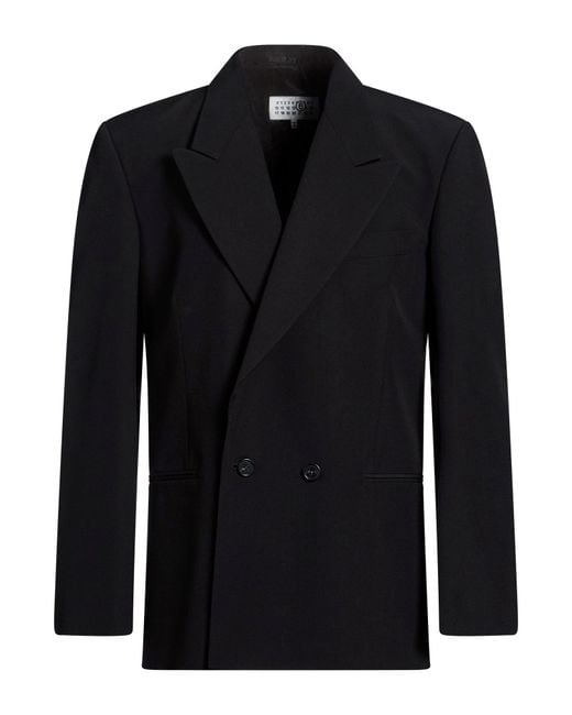 MM6 by Maison Margiela Black Blazer Polyester, Virgin Wool for men