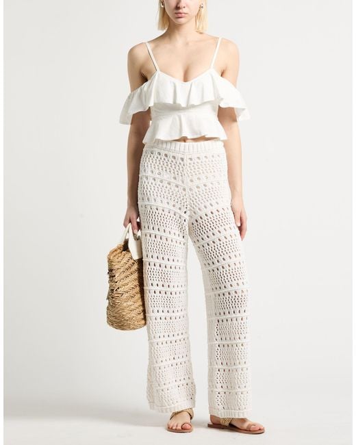 Peserico White Easy Pants Cotton
