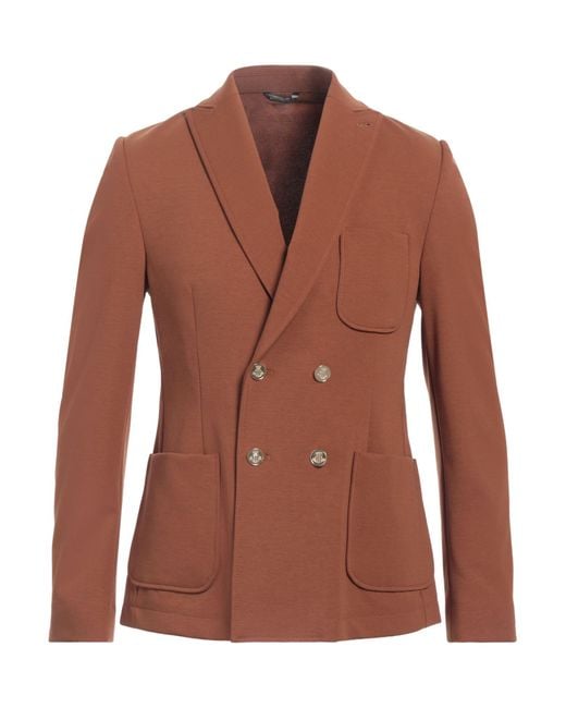 Daniele Alessandrini Brown Blazer Cotton, Polyamide, Elastane for men
