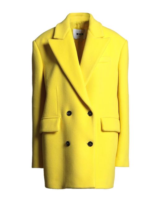 MSGM Yellow Coat Virgin Wool, Polyamide
