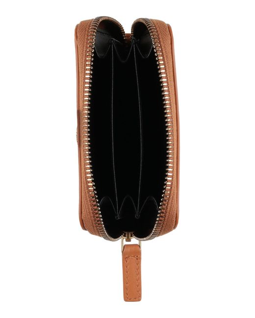 Roberto Cavalli Brown Camel Coin Purse Bull Skin
