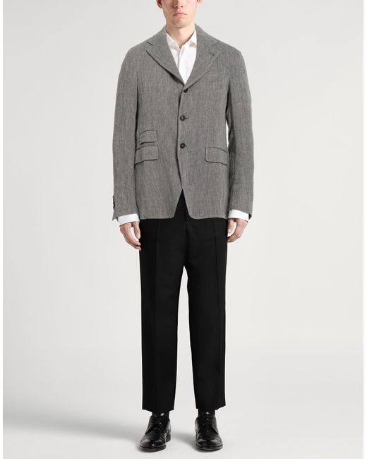 Massimo Alba Gray Charcoal Blazer Linen for men