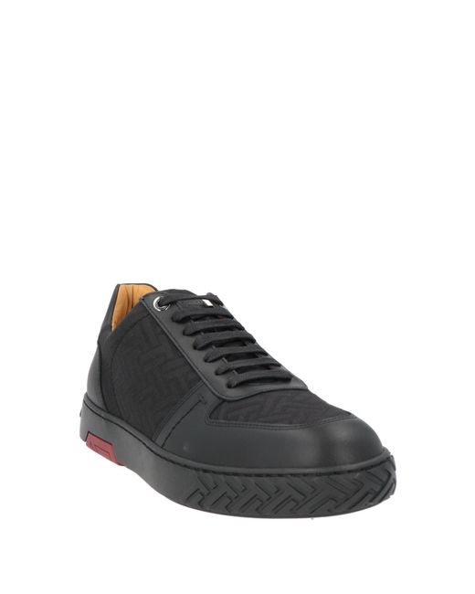 Testoni Black Sneakers Textile Fibers, Leather for men