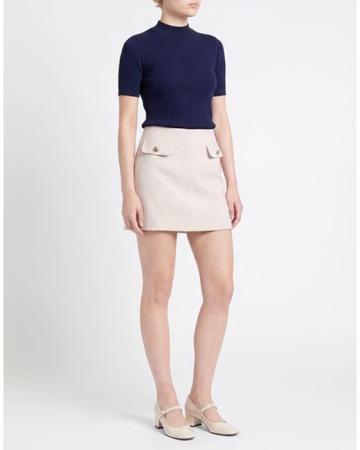 Compagnia Italiana Natural Cream Mini Skirt Polyester, Viscose, Elastane