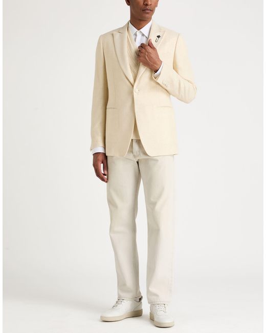 Lardini Natural Cream Blazer Wool, Polyamide, Polyester for men