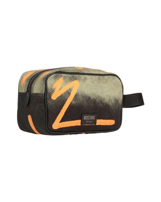 Moschino Green Beauty Case Textile Fibers, Leather for men