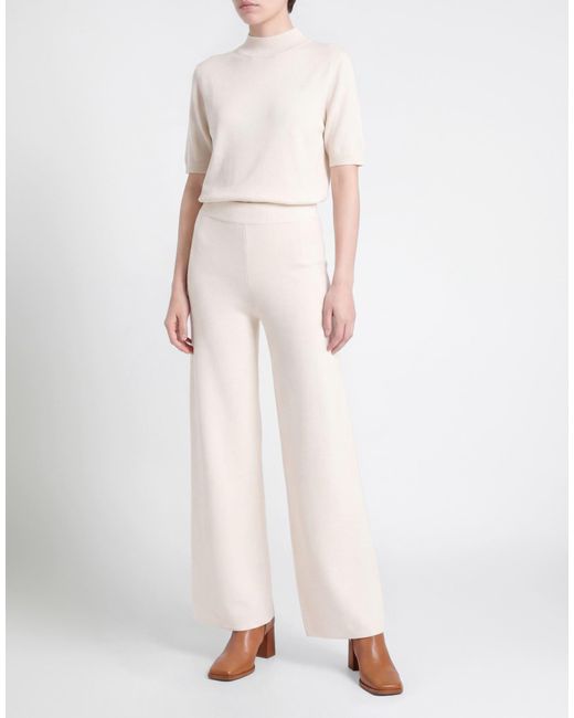 Max Mara White Pants Viscose, Polyester