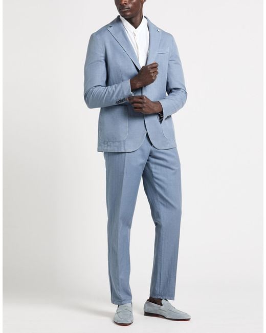L.b.m. 1911 Blue Slate Suit Cotton, Linen for men