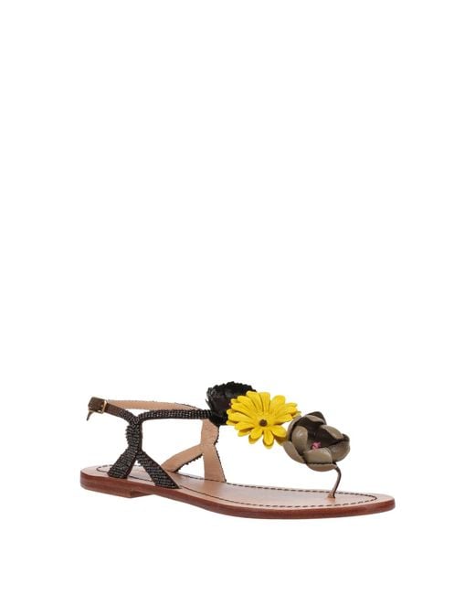 Maliparmi Brown Dark Thong Sandal Textile Fibers, Soft Leather