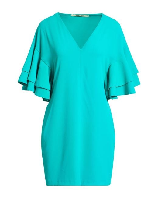 Angela Davis Blue Mini Dress Polyester, Elastane