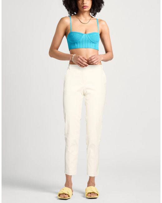 Pinko White Pants Cotton, Elastane