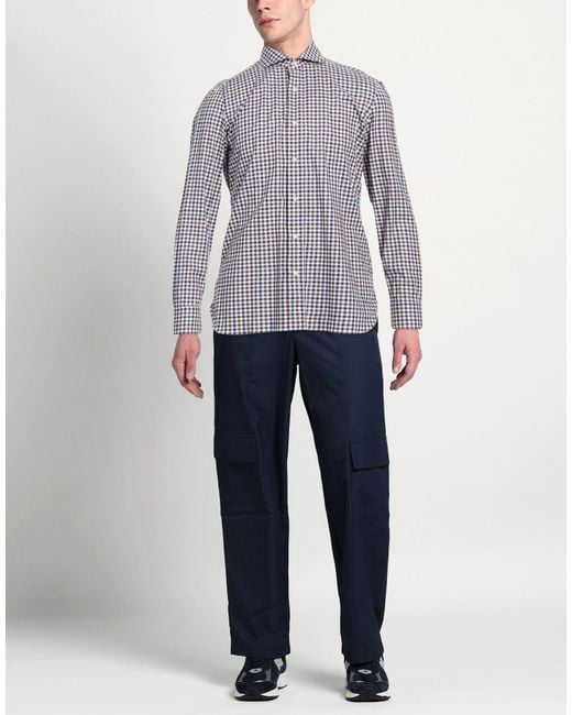 Luigi Borrelli Napoli Blue Shirt Cotton for men