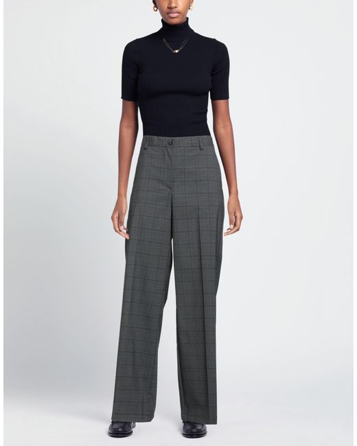 SOLOTRE Gray Charcoal Pants Polyester, Virgin Wool, Elastane