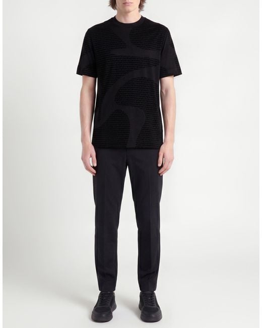 Emporio Armani Black T-Shirt Lyocell, Cotton for men