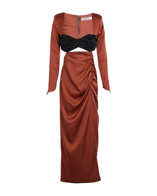 Nineminutes Red Tan Maxi Dress Polyester, Elastane