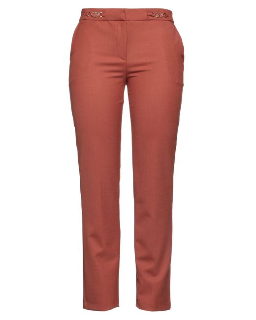 Twin Set Red Tan Pants Polyester, Wool, Elastane