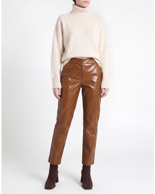 Carla G Brown Pants Polyurethane, Viscose, Polyester, Cotton, Metal Fiber