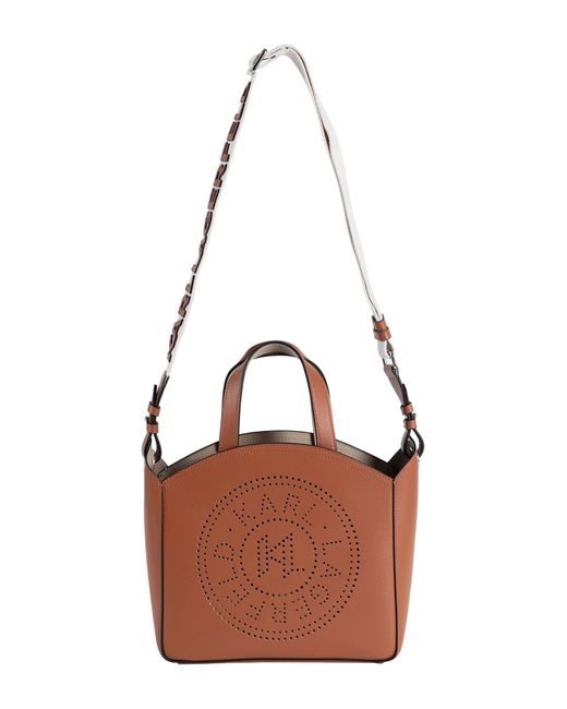 Karl Lagerfeld Brown K/Circle Sm Tote Perforated -- Tan Handbag Cow Leather