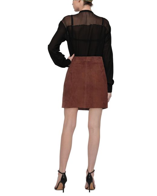 Belstaff Leather Mini Skirt in Brown - Lyst