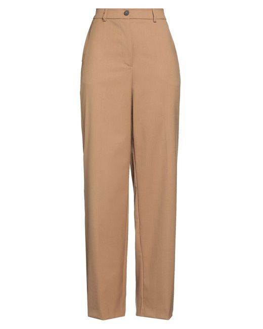 Caractere Women's Natural Camel Pants Polyester, Wool, Viscose