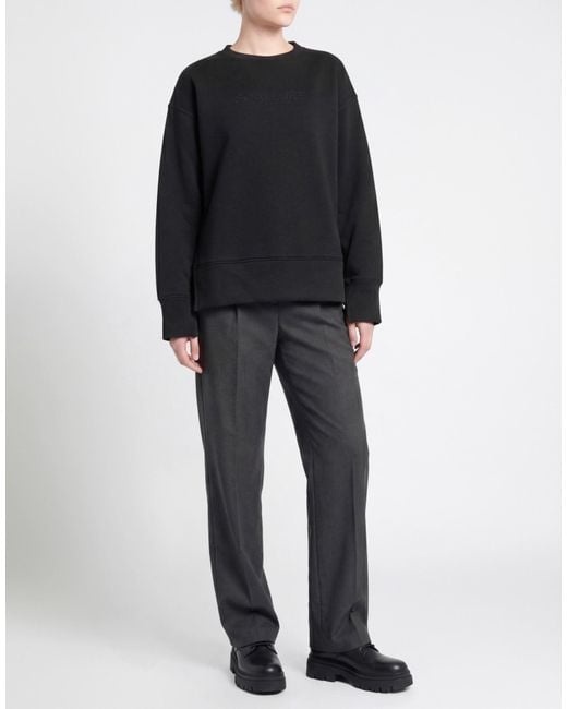 Soallure Black Sweatshirt Cotton, Polyester