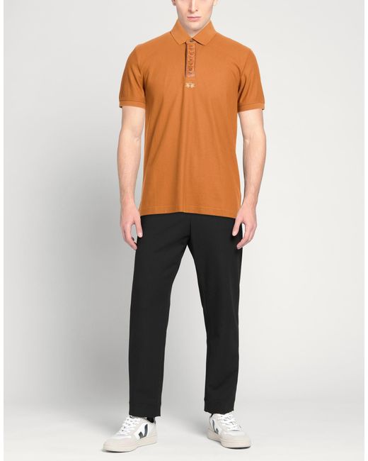 La Martina Orange Camel Polo Shirt Cotton, Elastane for men