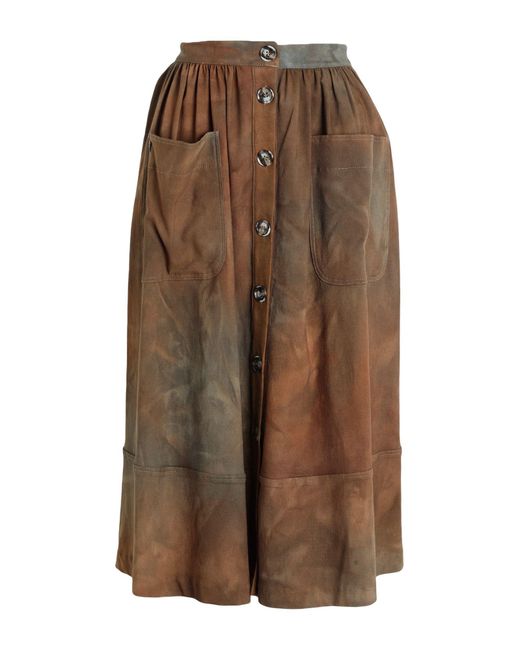 Manila Grace Brown Midi Skirt