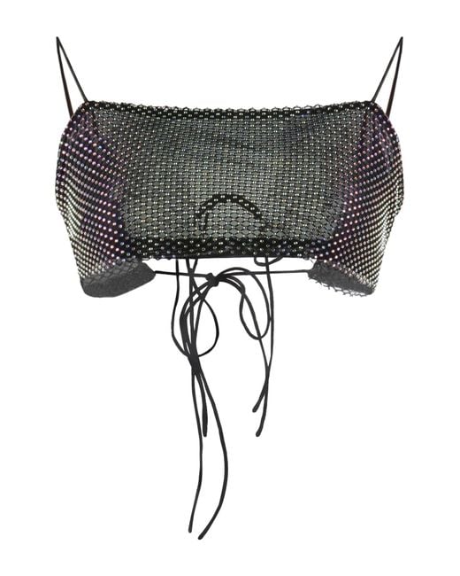 ROTATE BIRGER CHRISTENSEN Black Lottie bustier aus mesh mit kristallen