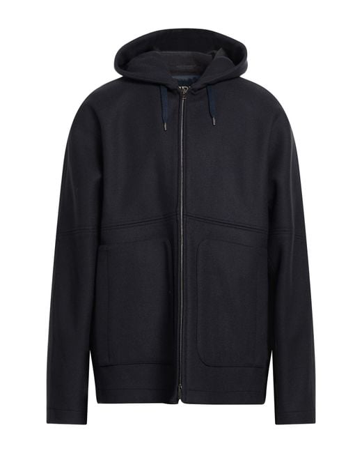 Herno Blue Midnight Coat Virgin Wool, Polyamide, Polyurethane for men